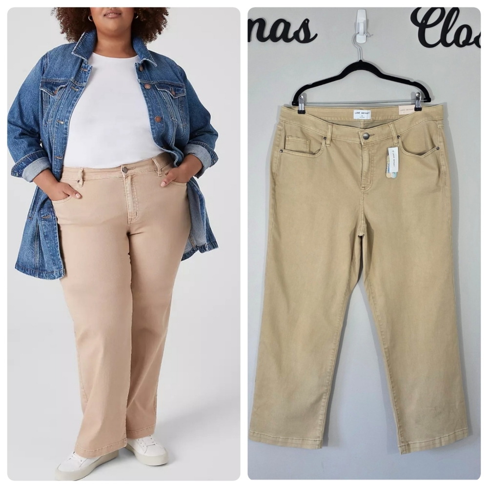 Lane Bryant Flex Magic Relaxed Straight Mid-Rise Stretch Tan Jeans Size 20 NWT
